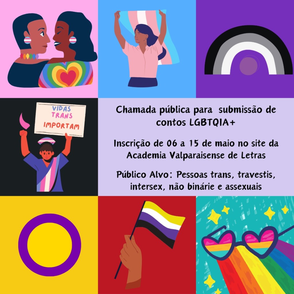 Edital de chamamento público 001/2024, voltado para pessoas transexuais, travestis, assexuais e não-bináries interessadas em participar da Coletânea Literária LGBTQIA+